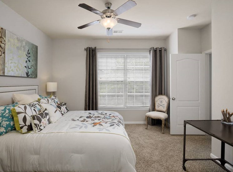 Guest Bedroom Feels Large and Spacious with Impressive 9 Foot Ceilings and Large Walk-In Closets at Cambridge Square Apartments, Overland Park, KS 66211
